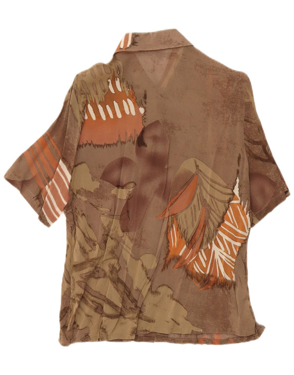 Renato Balestra Dame Se Through Shirt Bluse UK 14 Large Brown Floral