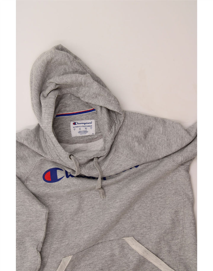 CHAMPION Mens Graphic Hoodie Jumper Small Grey Colourblock Polyester Vintage Champion and Second-Hand Champion from Messina Hembry 