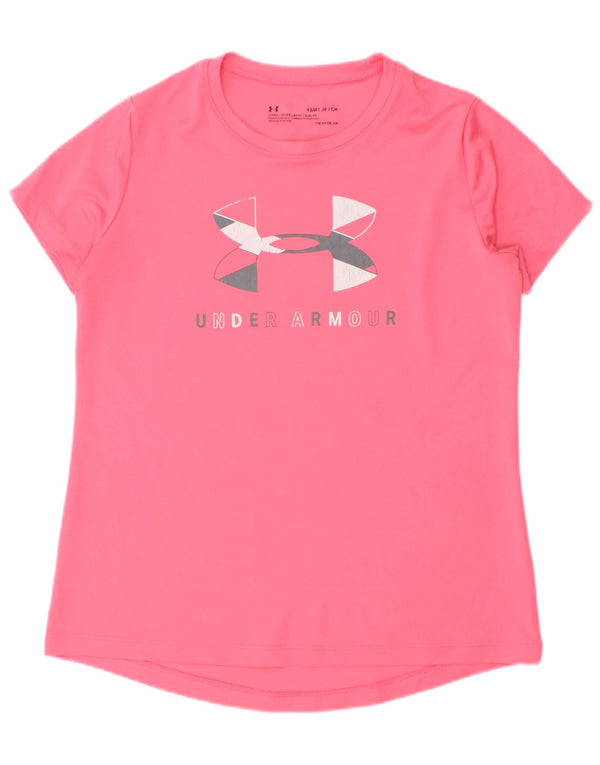 Under Armour Girls Heat Gear Grafisk T-Shirt Top 7-8 År Lille Pink