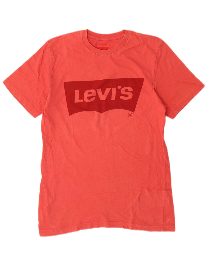 LEVI'S Womens Graphic T-Shirt Top UK 10 Small Red Cotton