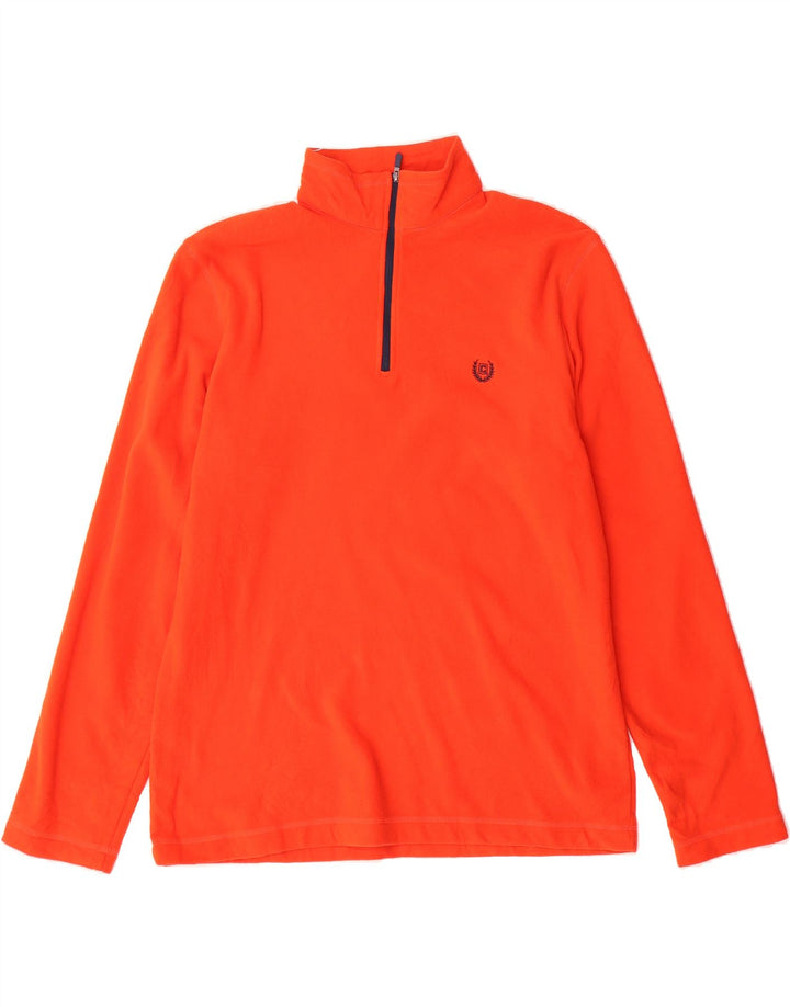 CHAPS Mens Zip Neck Fleece Jumper Medium Orange Polyester Vintage Chaps and Second-Hand Chaps from Messina Hembry 