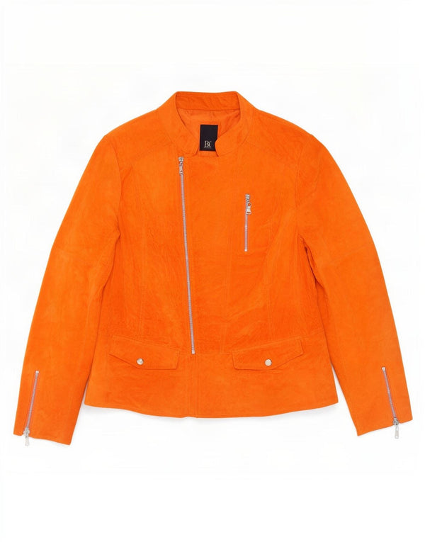 Vintage dame ruskindsjakke UK 16 Large Orange Læder