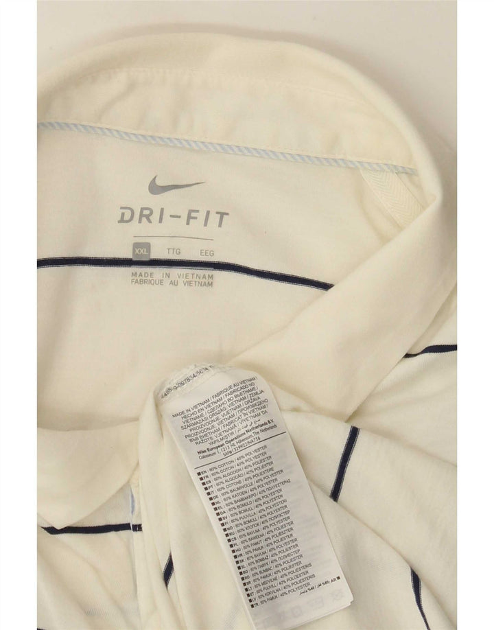 Nike herre Regular Fit Polo Shirt 2XL hvid stribet bomuld