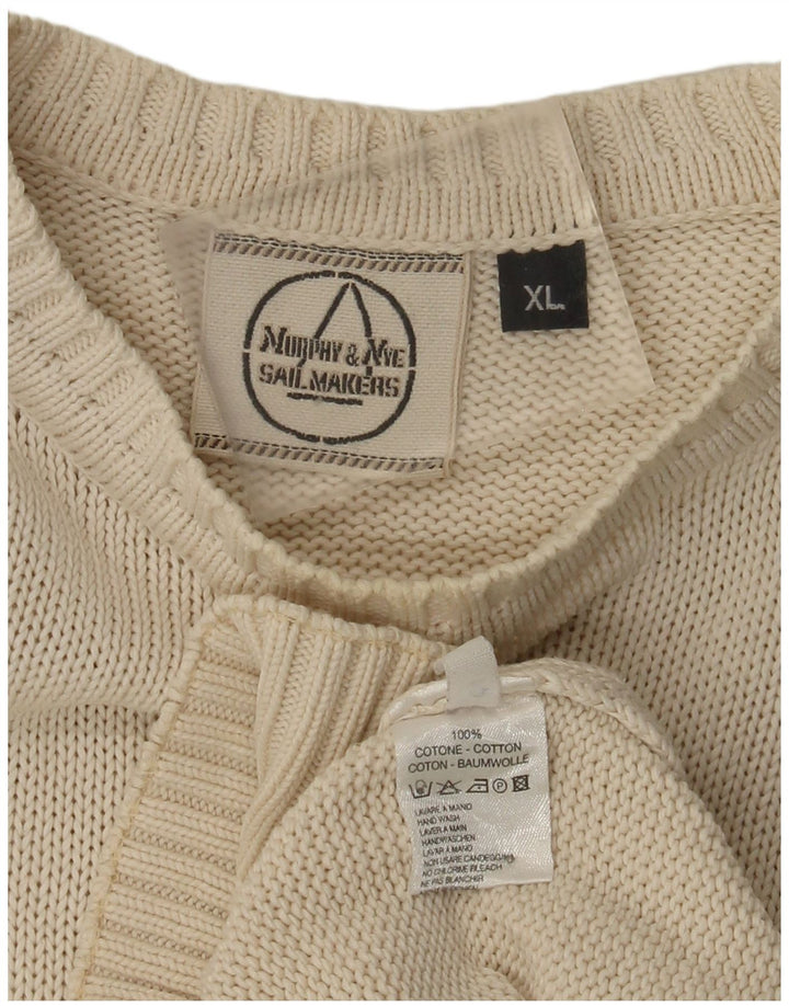 Murphy & Nye Herre sweater med rund hals XL beige bomuld