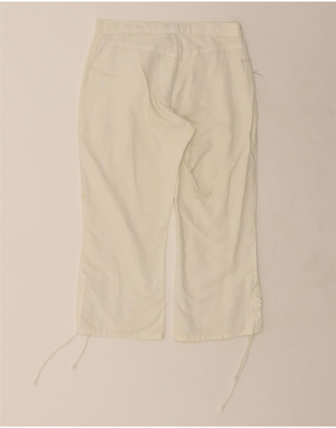 RIFLE Womens Straight Capri Trousers W26 L20 White Linen Vintage Rifle and Second-Hand Rifle from Messina Hembry 