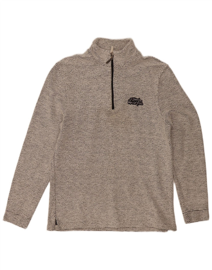 Weird Fish Herre Zip Neck Sweatshirt Jumper Medium Grey Flecked Bomuld