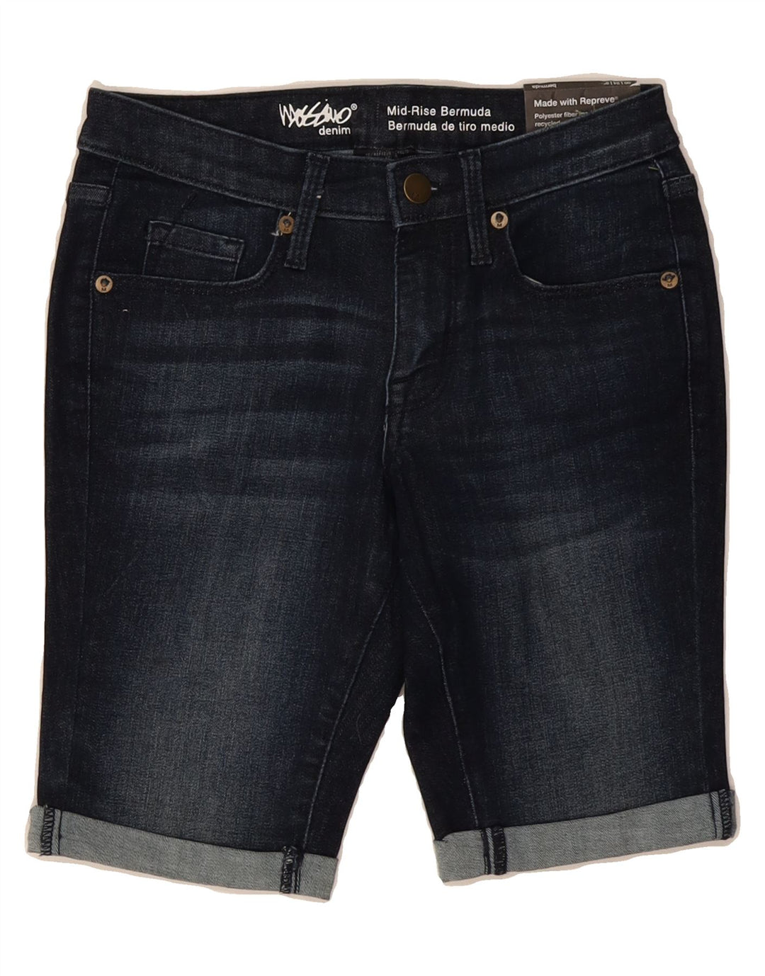MOSSIMO Womens Mid Rise Bermuda Denim Shorts US 00 2XS W24  Navy Blue Vintage Mossimo and Second-Hand Mossimo from Messina Hembry 
