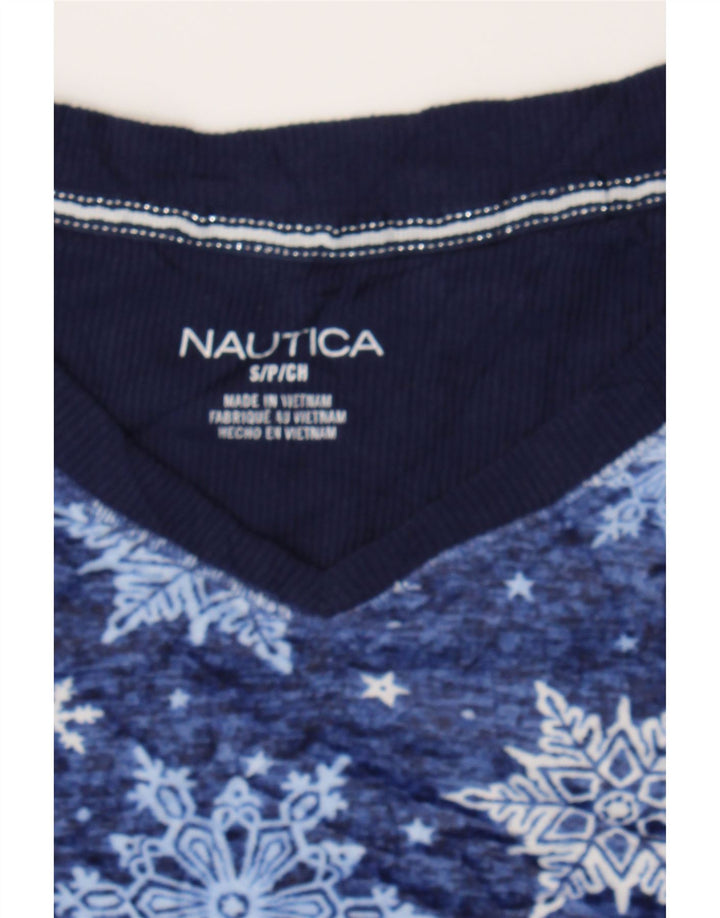 NAUTICA Womens Abstract Pattern Sweatshirt Jumper UK 10 Small Blue Vintage Nautica and Second-Hand Nautica from Messina Hembry 