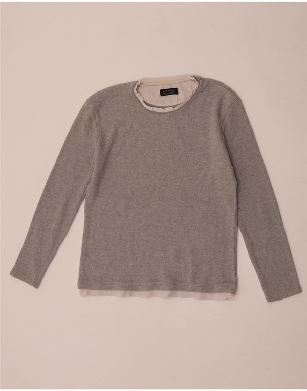 Zara Herre Top Langærmet Lille Grå Colourblock