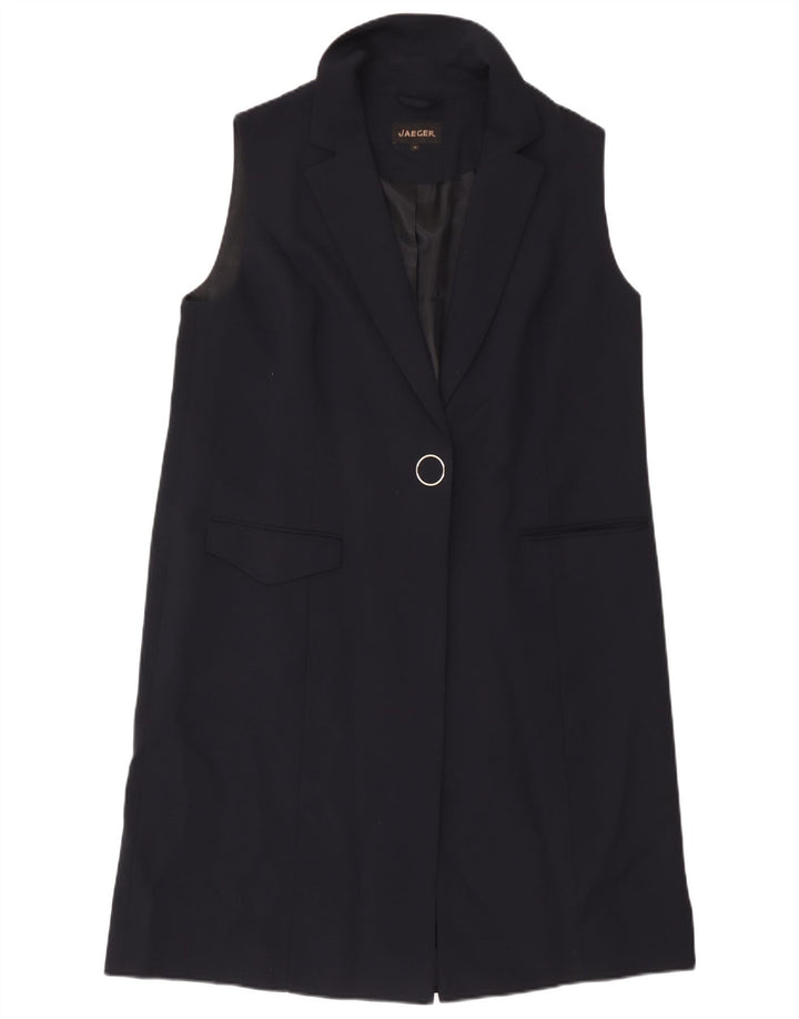 Jaeger Womens Longline ærmeløs blazerjakke UK 16 Large Navy Blue