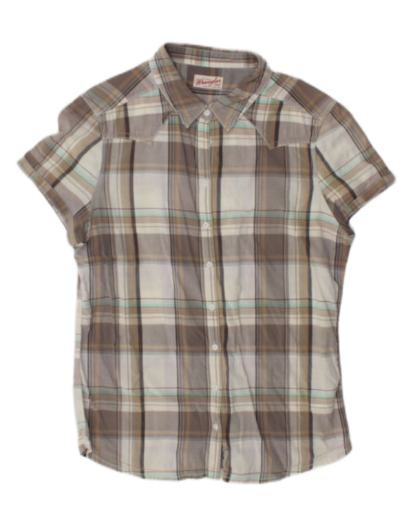 Wrangler kortærmet skjorte til kvinder UK 18 XL grå plaid bomuld