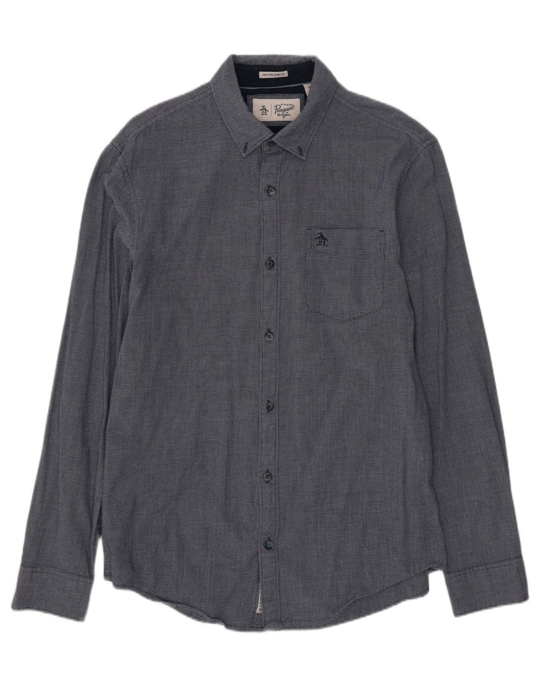 Penguin Heritage Slim Fit Skjorte Medium Marineblå Geometrisk Rayon