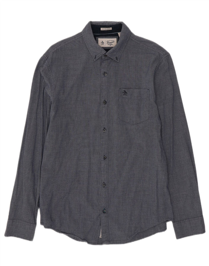 Penguin Heritage Slim Fit Skjorte Medium Marineblå Geometrisk Rayon