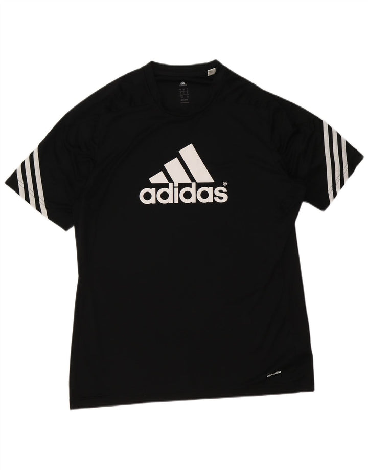 Adidas Herre Climalite Grafisk T-Shirt Top Stor Sort Polyester