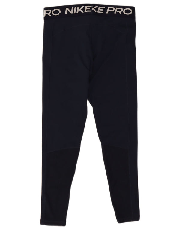 Nike Dame Dri Fit Grafiske Leggings UK 16 Large Navy Blue Polyester