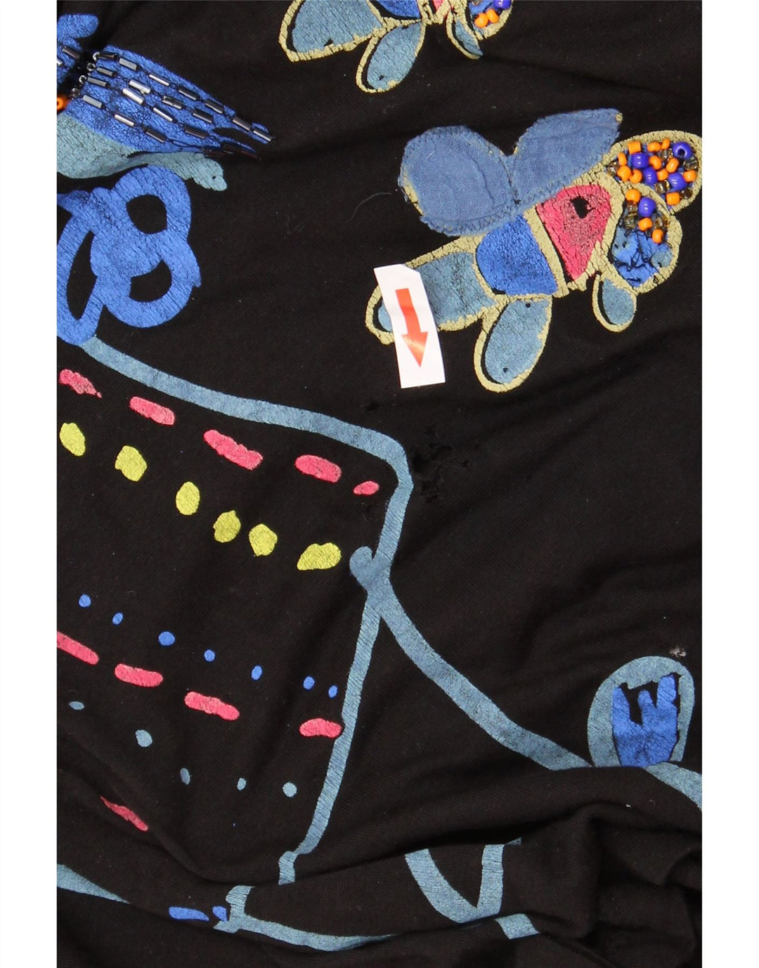 DESIGUAL Dame Grafisk Top Langærmet UK 16 Large Sort