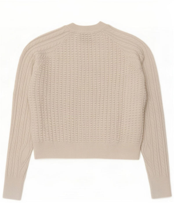 French Connection Dame Crop Crew Neck Jumper Sweater UK 16 Large White