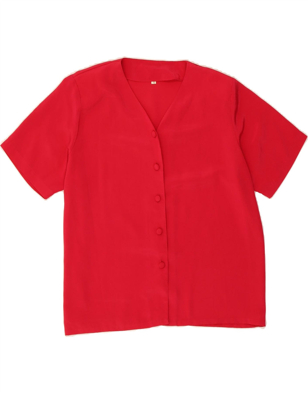 VINTAGE Womens Short Sleeve Shirt Blouse UK 16 Largre Red Polyester Vintage Vintage and Second-Hand Vintage from Messina Hembry 