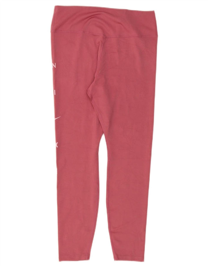 Nike Dame Dri Fit Grafiske Leggings UK 14 Large Pink Polyester