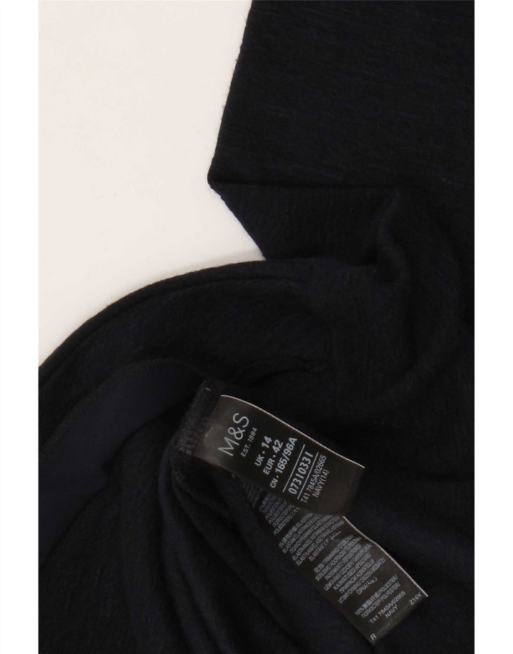 Marks & Spencer Dame Top Langærmet UK 14 Large Navy Blue Polyester