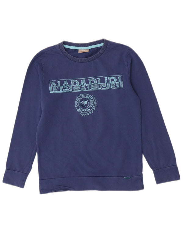 Napapijri drenge grafisk sweatshirt trøje 9-10 år blå bomuld