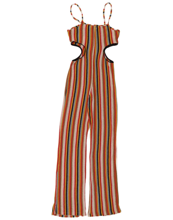 Zara Womens Cut Out Ærmeløs Jumpsuit UK 12 Medium Flerfarvet Stribet