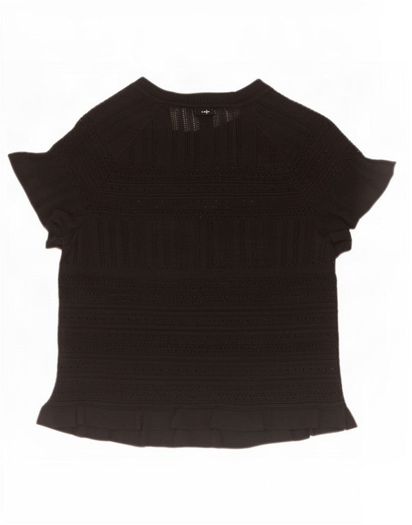 Zara Womens Crop Knit Bluse Top UK 12 Medium Black
