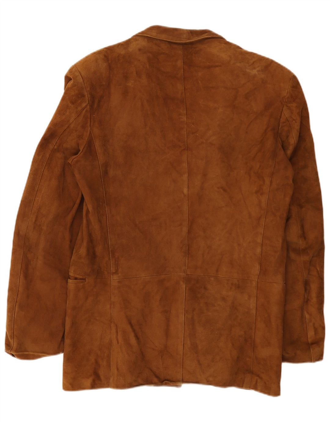 Vintage dame ruskind dobbeltradet blazerjakke IT 50 XL beige læder
