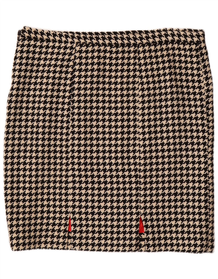 VINTAGE Lige nederdel til kvinder W36 XL Sort Houndstooth