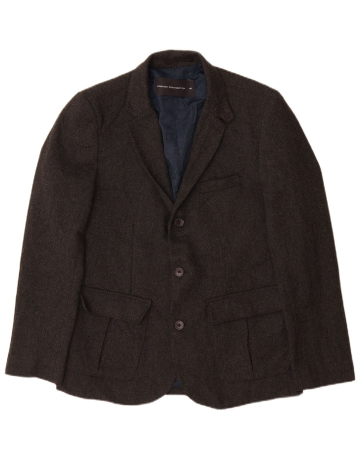 French Connection Herre 3 Button Blazer Jacket UK 40 Large Grå Polyester
