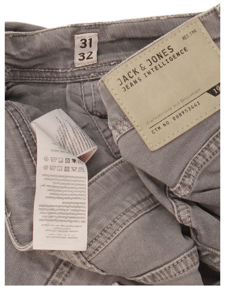 Jack & Jones Herre GLENN Distressed Slim Jeans W31 L32 Grå Bomuld