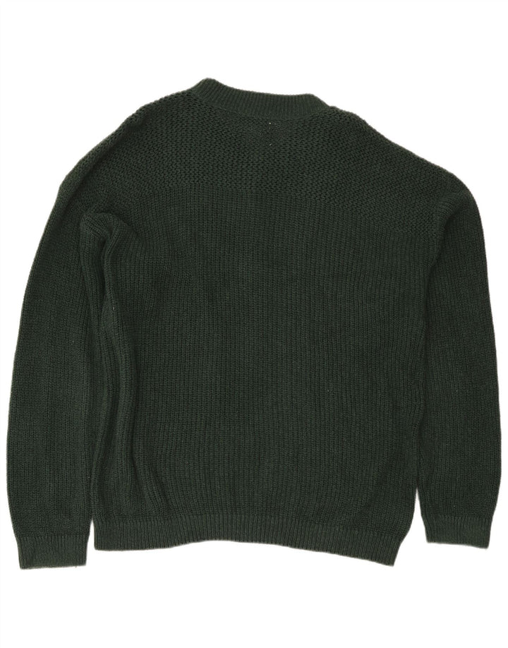 Eddie Bauer Herre Button Neck Jumper Sweater Stor Grøn Bomuld