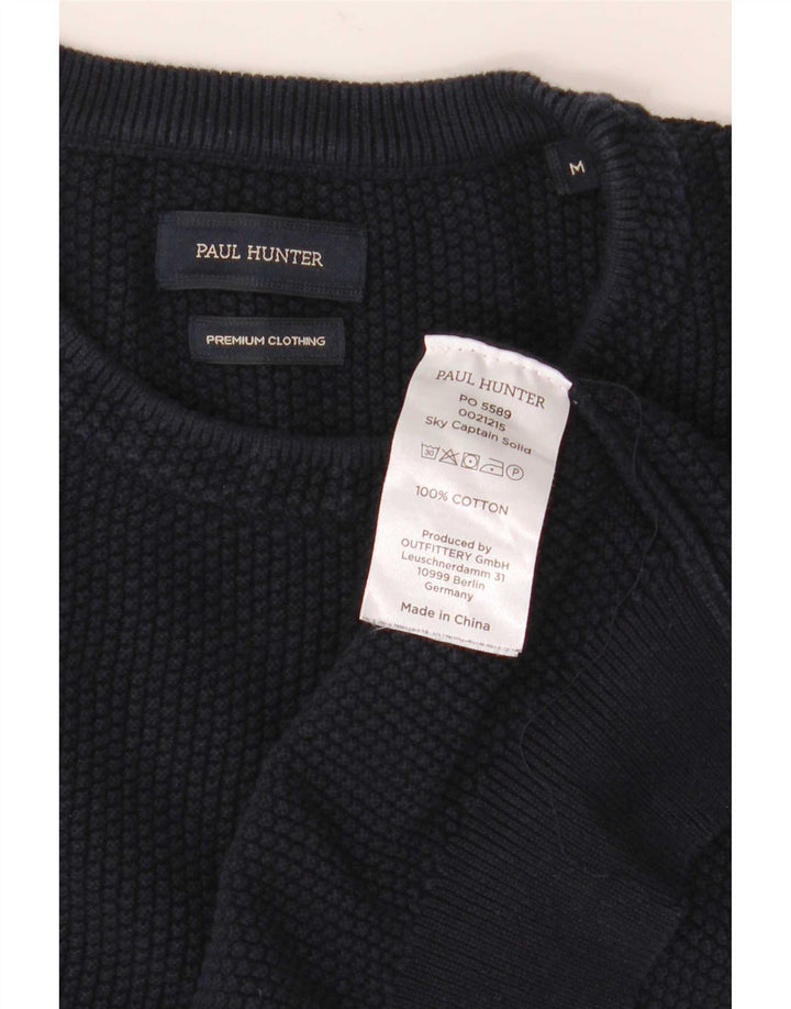 Vintage sweater med rund hals til mænd mellem marineblå bomuld