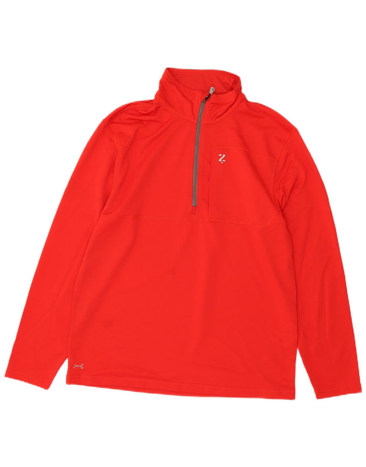 Izod Herre Zip Neck Pullover Træningsdragt Top Medium Rød Polyester