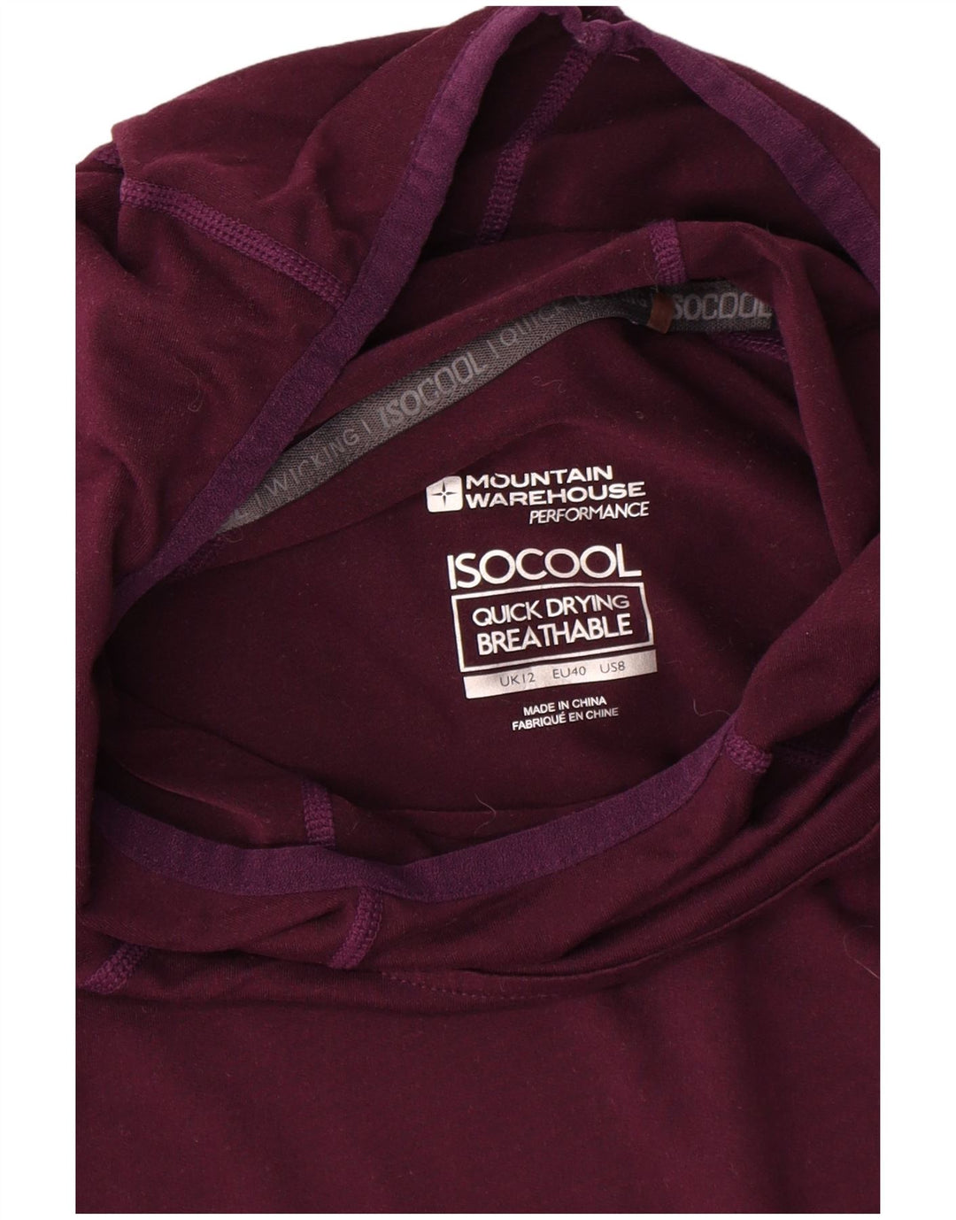 Mountain Warehouse Dame IsoCool Top Langærmet UK 12 Medium Burgundy