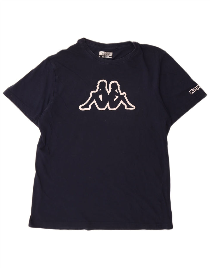 Kappa Herre Grafisk T-Shirt Top Stor Marineblå