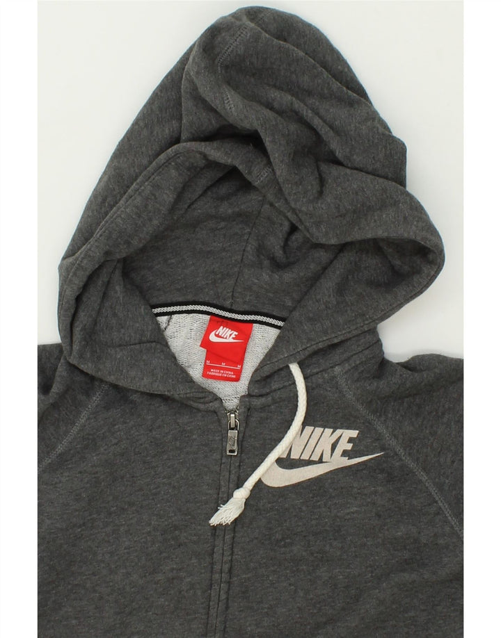 NIKE Womens Graphic Zip Hoodie Sweater UK 14 Medium Grey Cotton Vintage Nike and Second-Hand Nike from Messina Hembry 