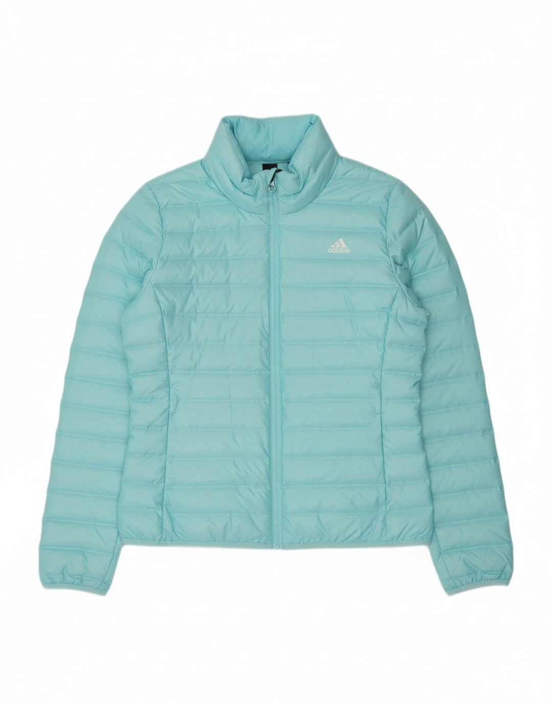 ADIDAS Womens Padded Jacket UK 12/14 Medium Blue Polyester
