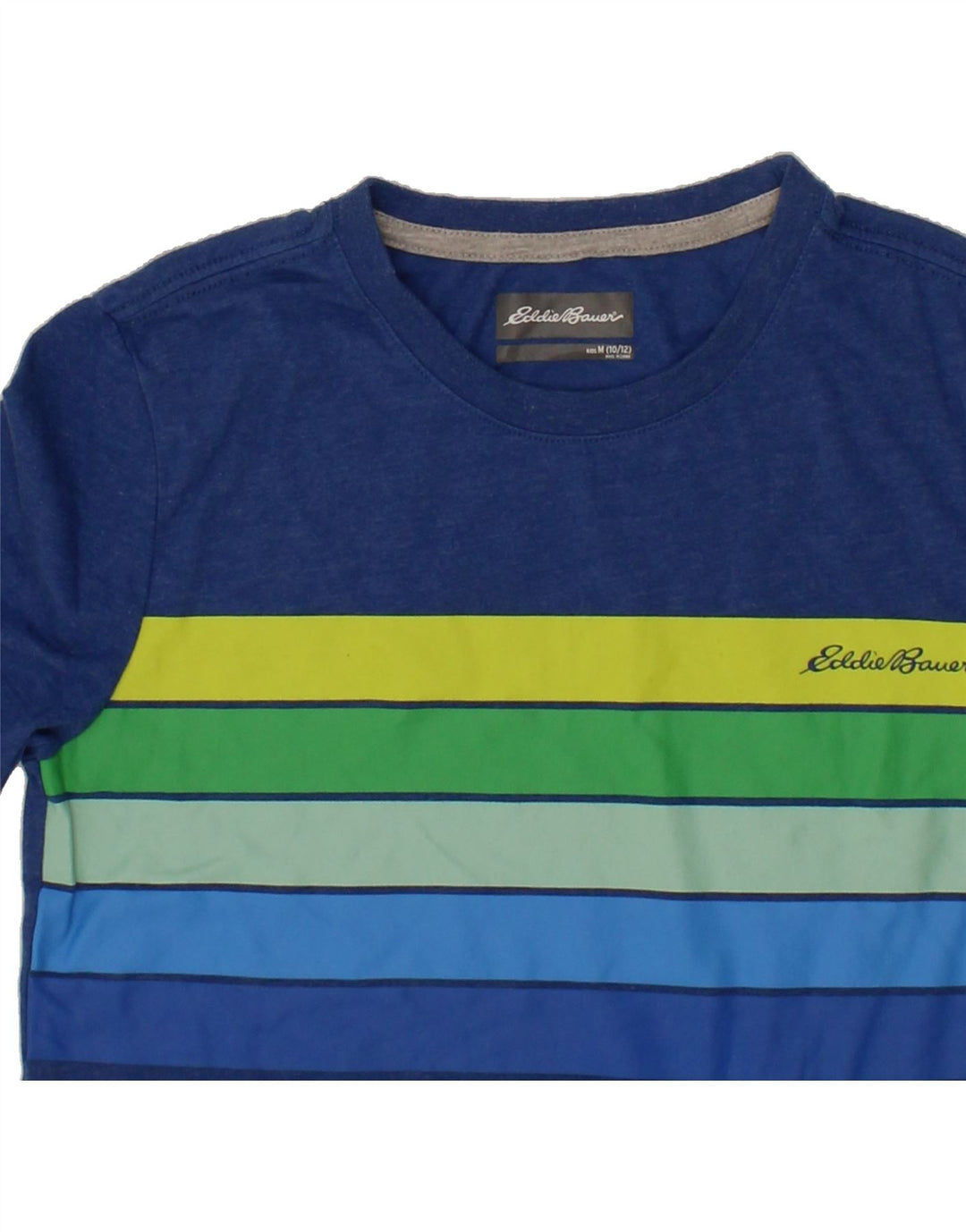 EDDIE BAUER Boys T-Shirt Top 10-11 Years Medium Navy Blue Striped Cotton Vintage Eddie Bauer and Second-Hand Eddie Bauer from Messina Hembry 