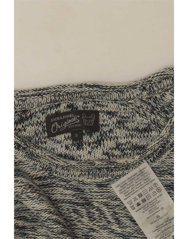 Jack & Jones Herre sweater med rund hals, lille blå flækket bomuld