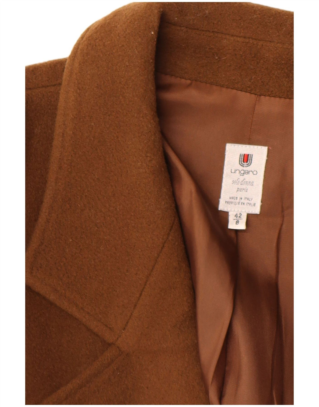 Ungaro Dobbeltradet Frakke IT 42 Medium Brun Virgin Wool