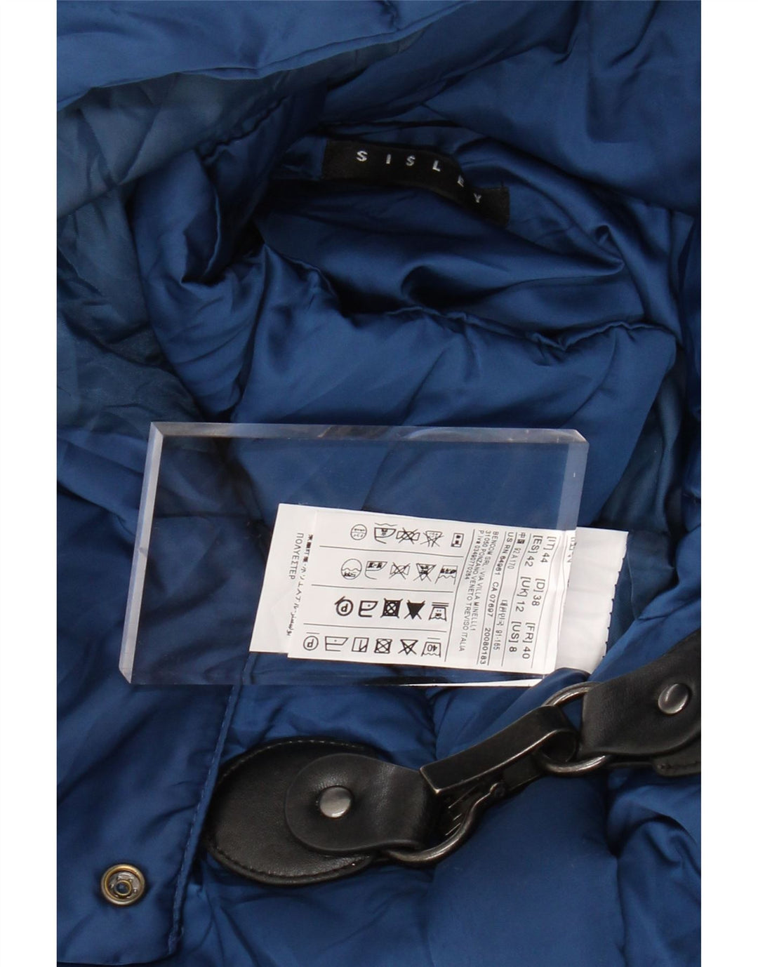 SISLEY Polstret hættejakke til kvinder UK 12 Medium Blue Polyester