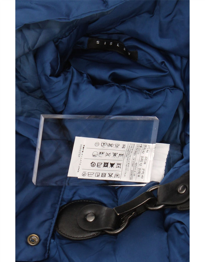 SISLEY Polstret hættejakke til kvinder UK 12 Medium Blue Polyester