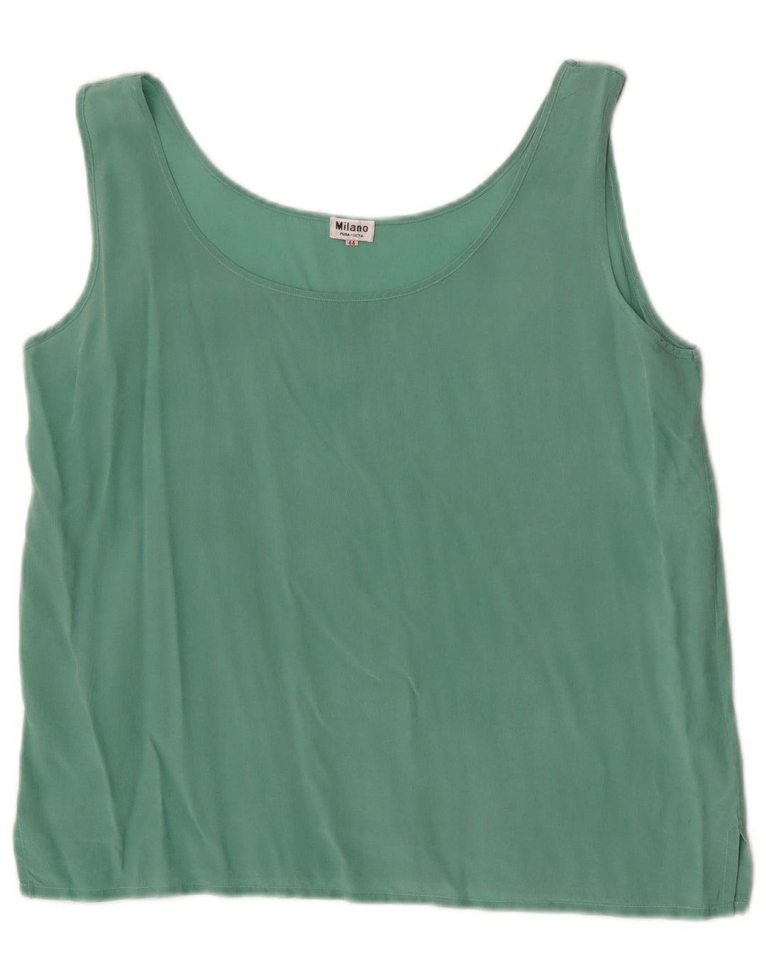 Vintage ærmeløs bluse til kvinder IT 44 Medium Green Silk
