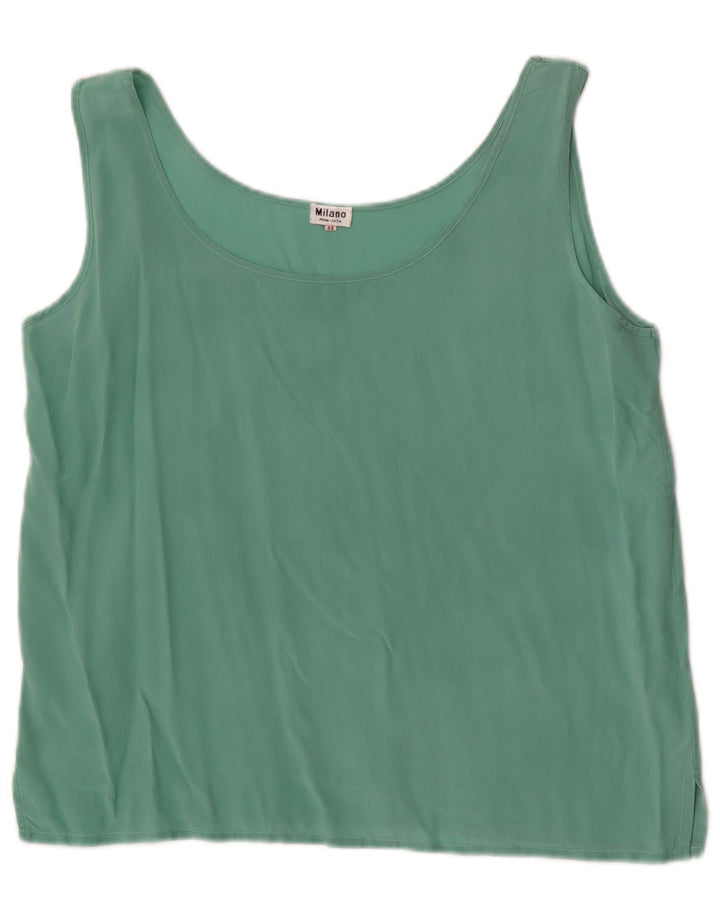 Vintage ærmeløs bluse til kvinder IT 44 Medium Green Silk