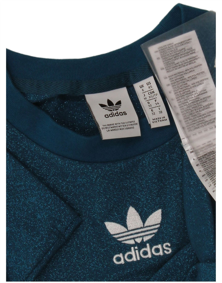 Adidas Dame T-Shirt Top UK 6 XS Blå Polyester