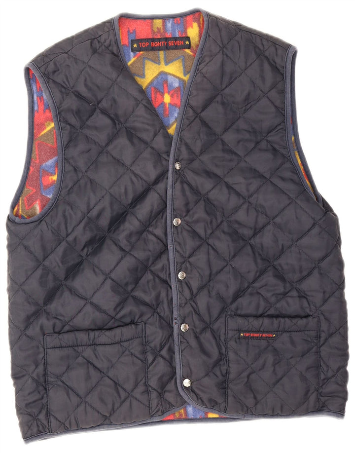 Vintage Herre Vendbar Gilet UK 38 Medium Rød Geometrisk