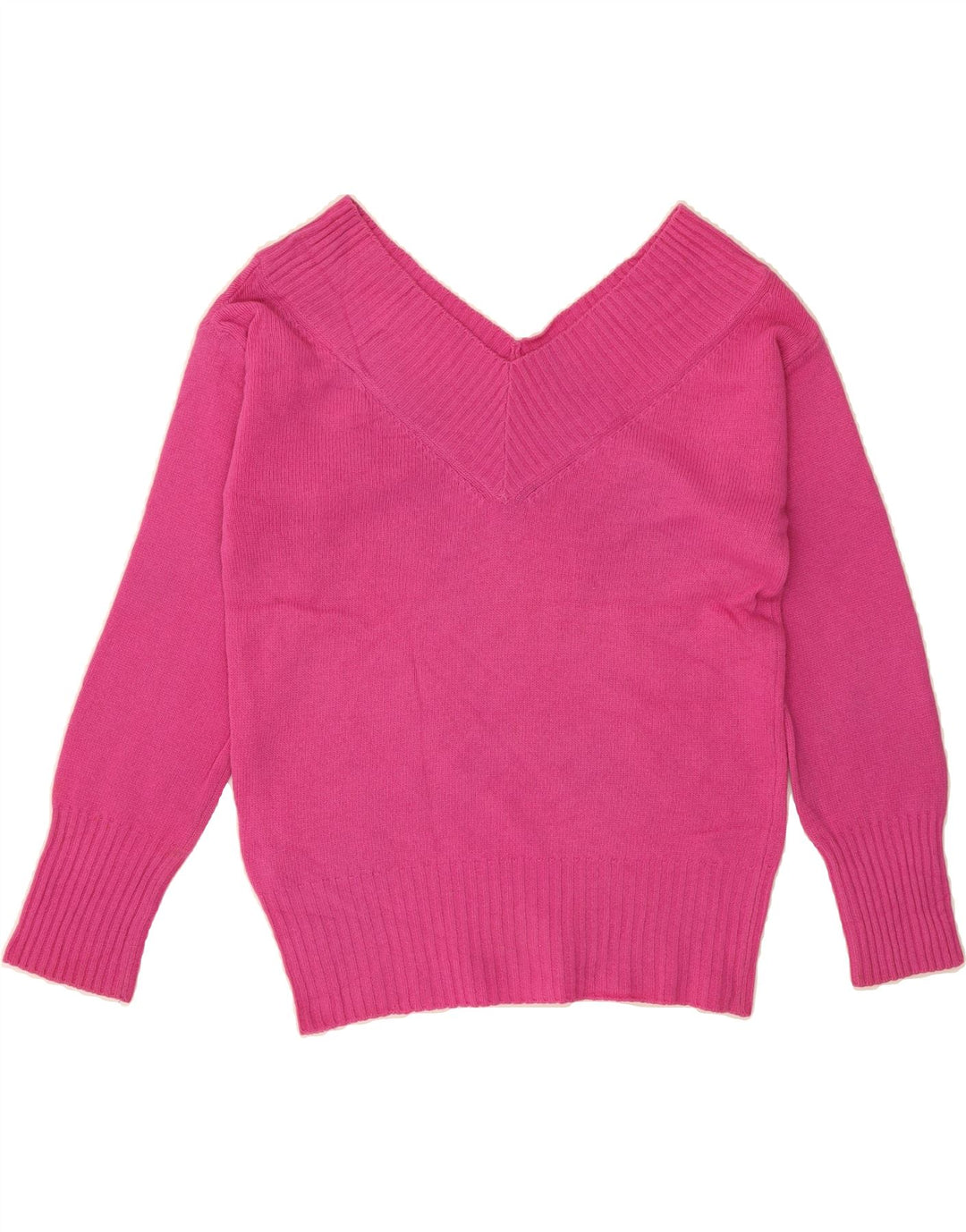 BENETTON Womens Oversized V-Neck Jumper Sweater UK 10 Small Pink Vintage Benetton and Second-Hand Benetton from Messina Hembry 