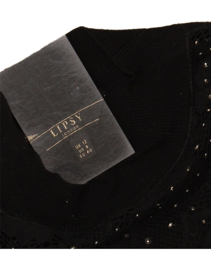 LIPSY Womens Turtle Neck Jumper Sweater UK 12 Medium Black Viscose Vintage Lipsy and Second-Hand Lipsy from Messina Hembry 