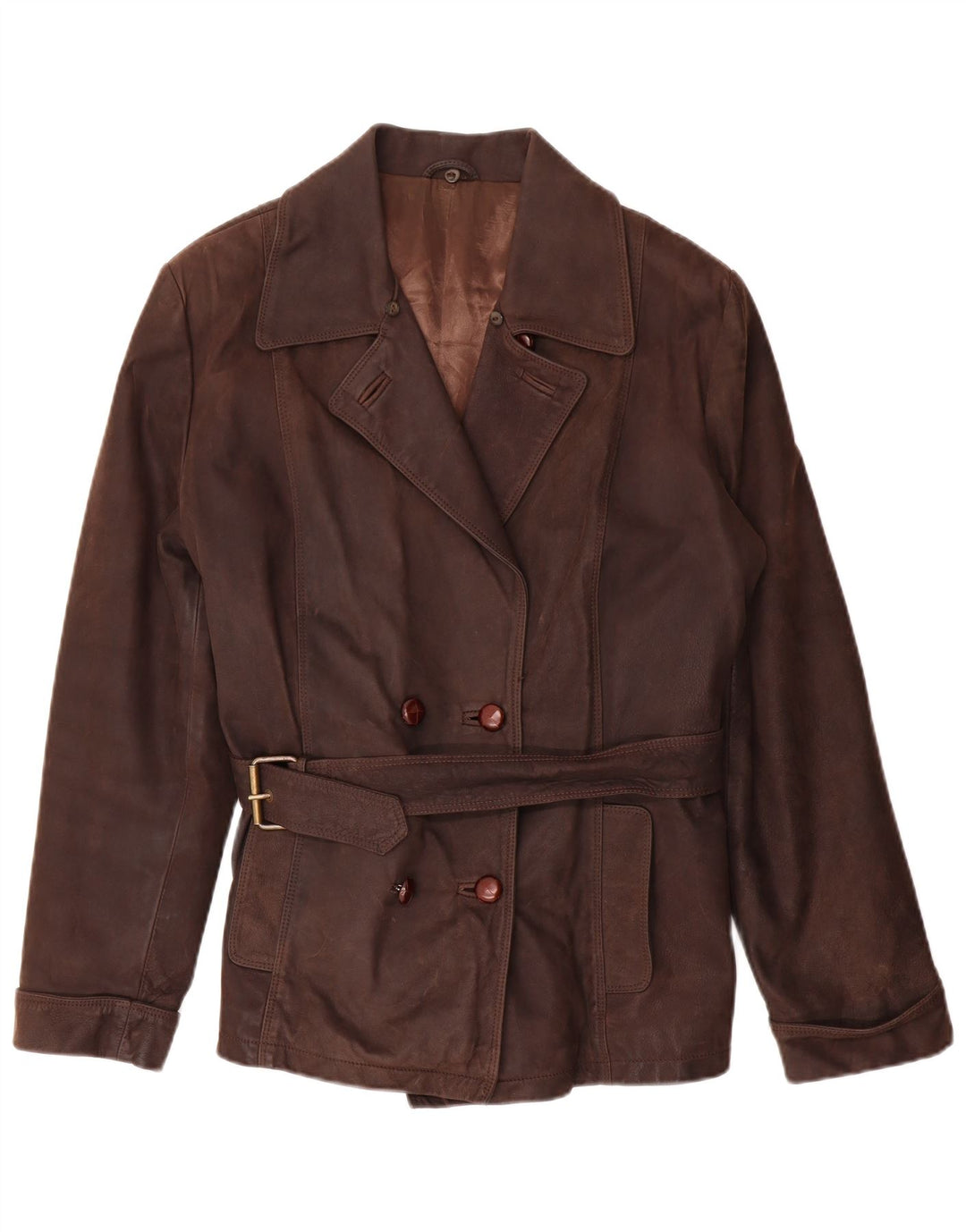 VINTAGE Womens Leather Jacket UK 14 Large  Brown Leather Classic